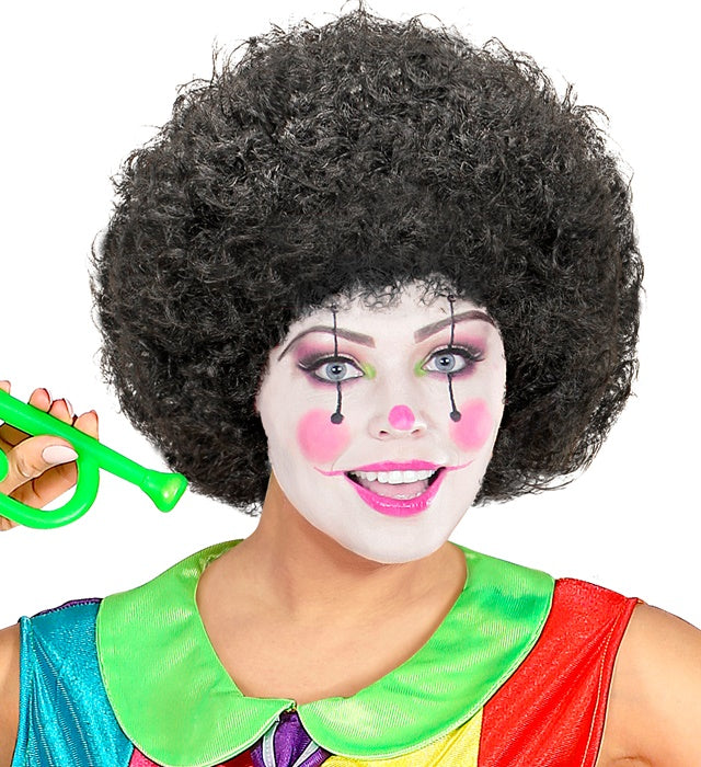 Schwarze Clownperücke als Kostümzubehör für Fasnacht und Karneval
