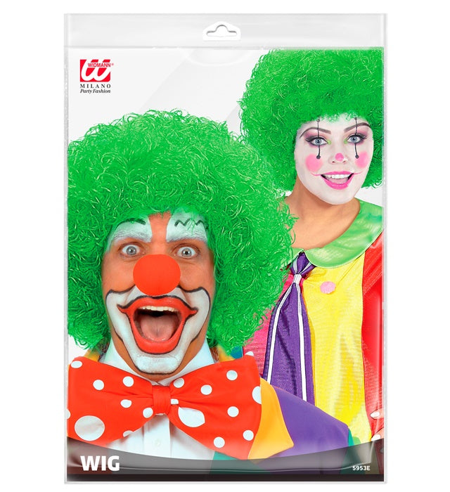 Grüne voluminöse Clownperücke im Polybag für Fasnacht und Karneval