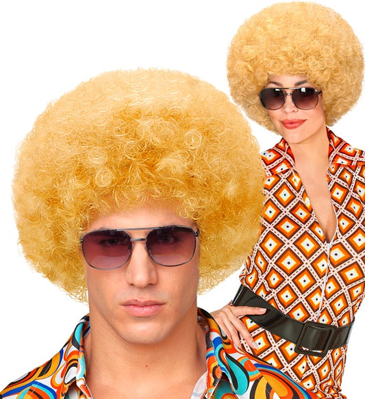 Blonde Disco 70er Jahre Perücke mit Locken im Unisex-Design