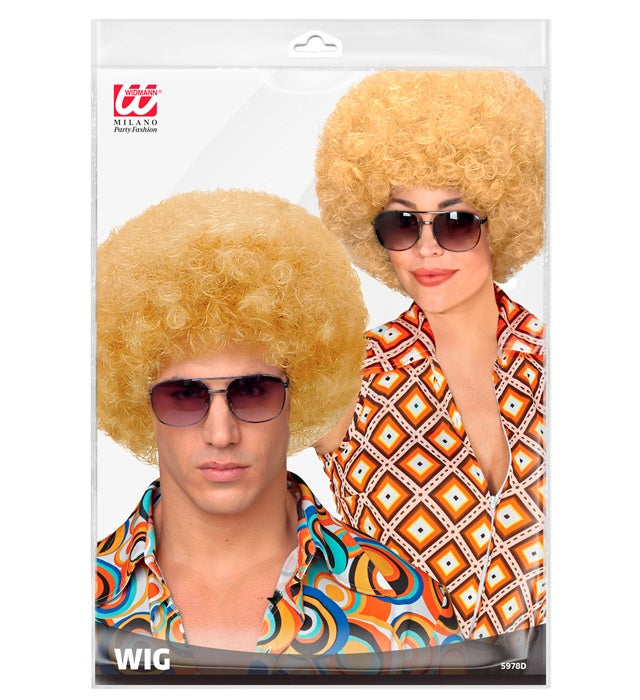 Blonde Disco 70er Jahre Perücke mit Locken im Unisex-Design