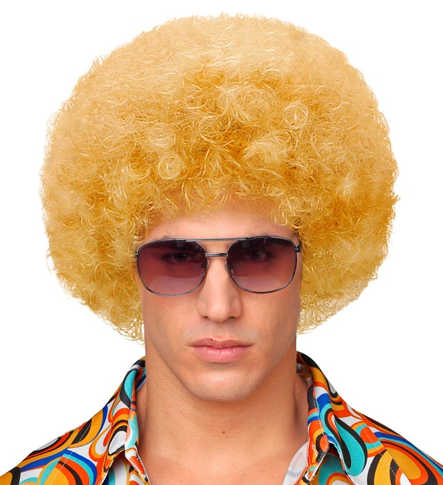 Blonde Disco 70er Jahre Perücke mit Locken im Unisex-Design