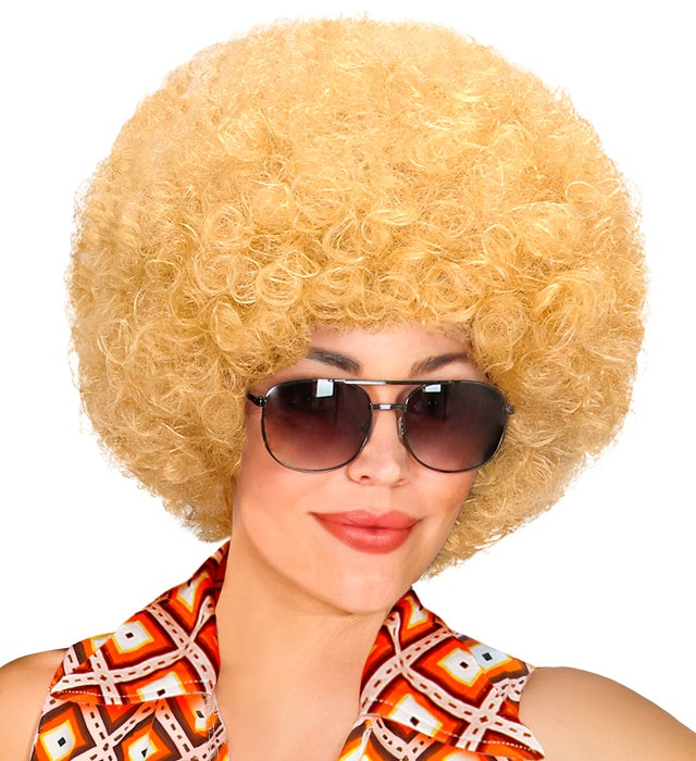 Blonde Disco 70er Jahre Perücke mit Locken im Unisex-Design