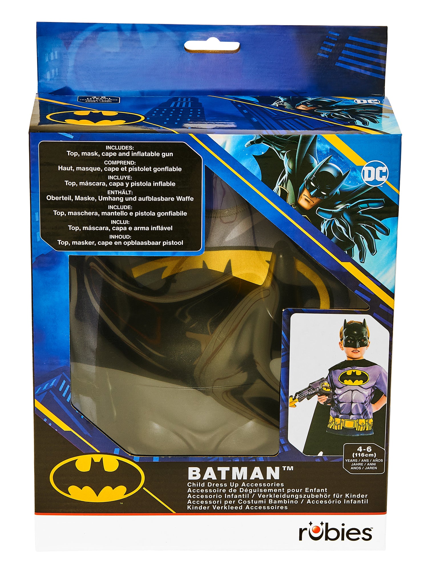 Rubies Batman Kinderkostuem Dress-Up-Set mit Maske und Umhang – Detailansicht