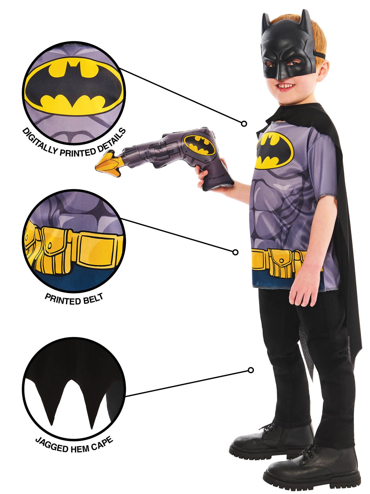 Rubies Batman Kinderkostuem Dress-Up-Set mit Maske und Umhang – Rückansicht