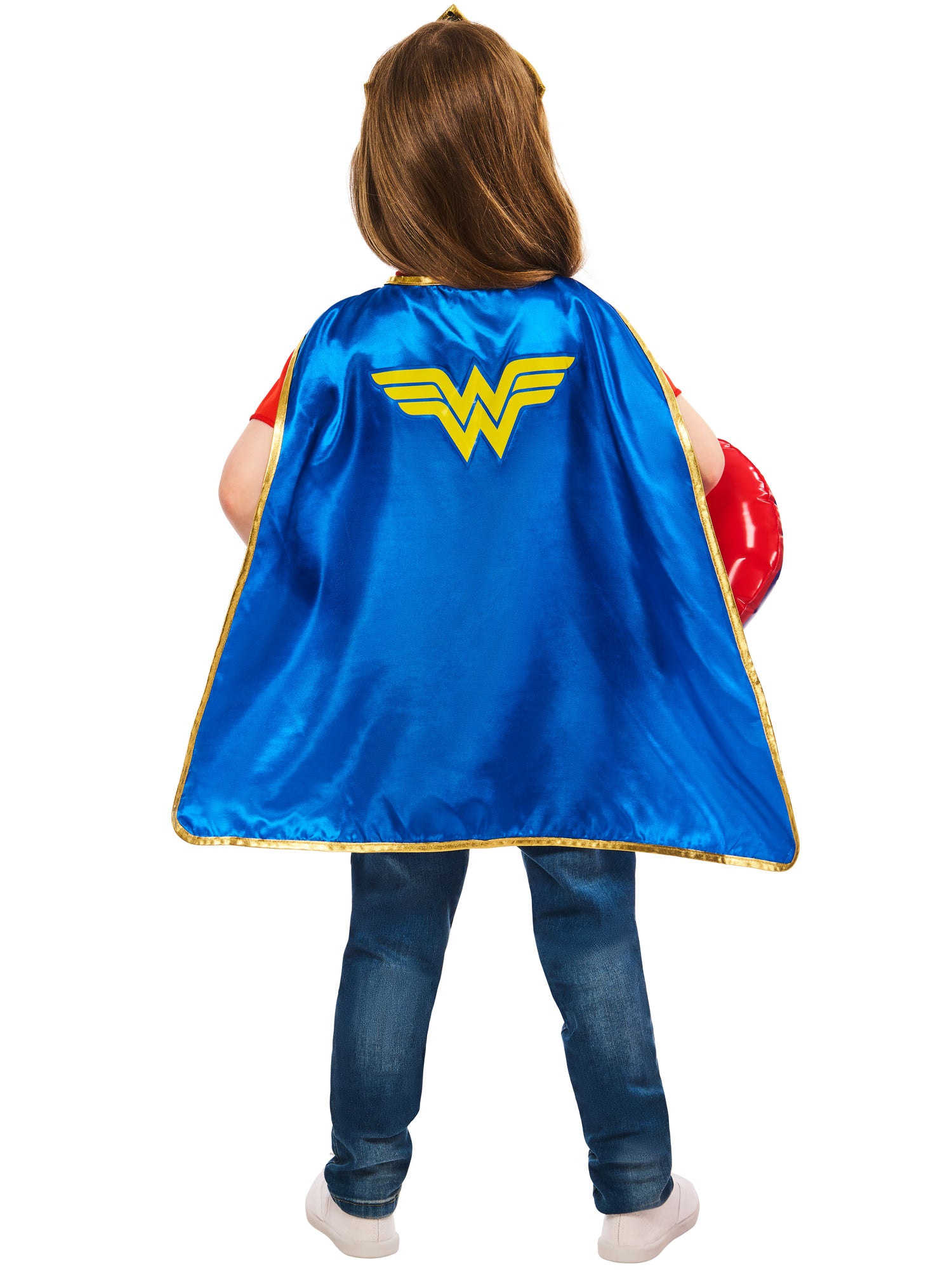 Rubies Wonder Woman Kinderkostüm Dress-Up-Geschenkset mit Umhang Tiara T-Shirt und aufblasbarem Schild – Verpackung