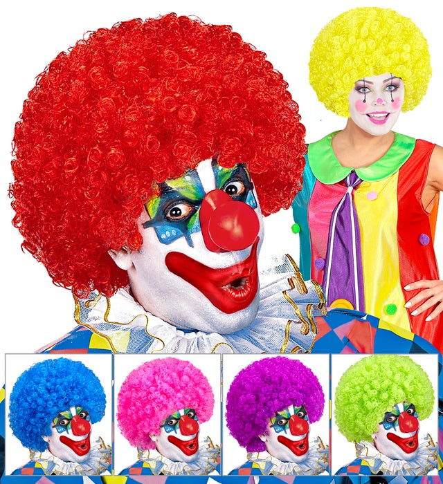 Bunte Clownperücke in sechs verschiedenen Farben für Fasnacht und Karneval