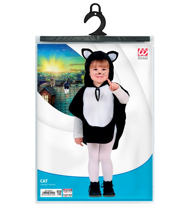 Plüsch-Poncho mit Kapuze in Katzen-Design auf weißem Hintergrund