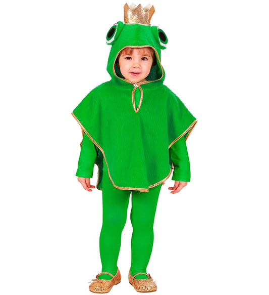 Frosch-Poncho aus grünem Plüsch mit Kapuze für Fasnacht und Karneval