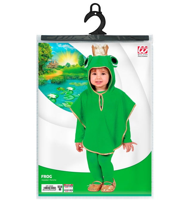 Frosch-Poncho aus grünem Plüsch mit Kapuze für Fasnacht und Karneval