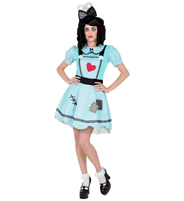 Fasnachts-Puppe mit farbigem Kleid und roter Haarschleife als Fasnacht-Dekoration