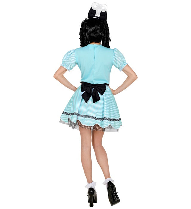 Fasnachts-Puppe mit farbigem Kleid und roter Haarschleife als Fasnacht-Dekoration