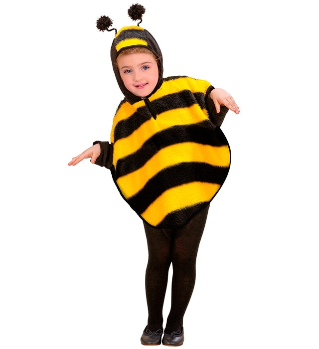 Plüsch-Poncho Bienen-Kostüm mit Kapuze für Fasnacht und Karneval