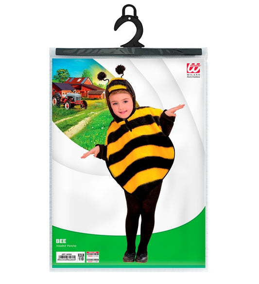 Plüsch-Poncho Bienen-Kostüm mit Kapuze für Fasnacht und Karneval