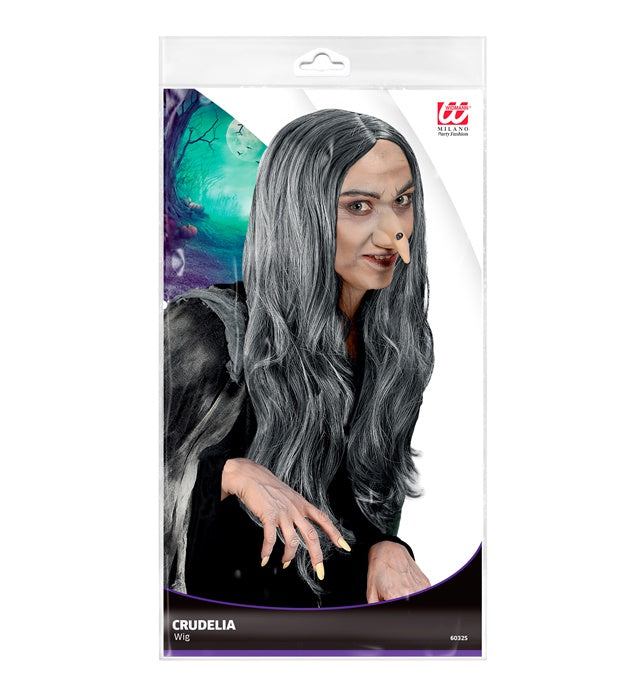 Graue Perücke im wilden CruDelia-Stil für Fasnacht und Halloween