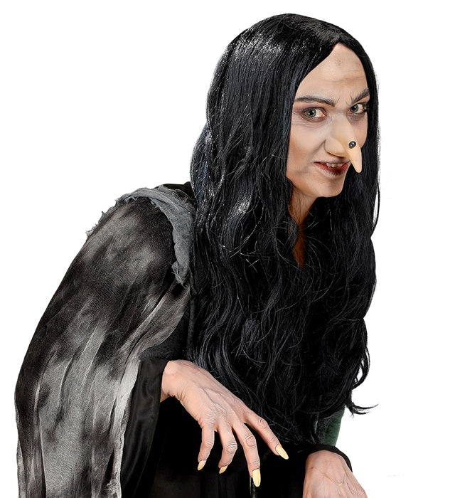 Schwarze Amelia Perücke für Fasnacht und Halloween