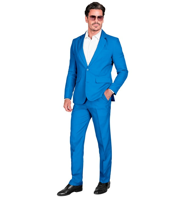 Blauer Party Fashion Anzug bestehend aus Jackett und Hose für Fasnacht und Mottopartys