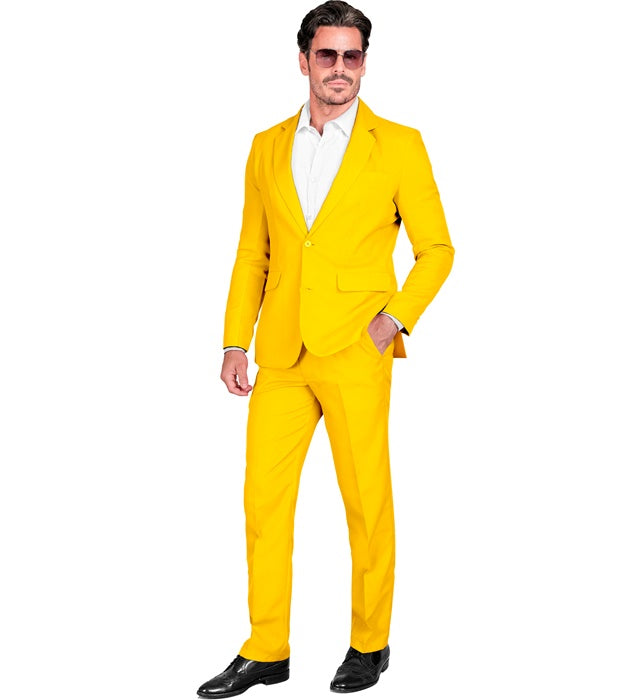 Gelber Party Fashion Anzug bestehend aus Jackett und Hose, perfektes Kostüm für Fasnacht