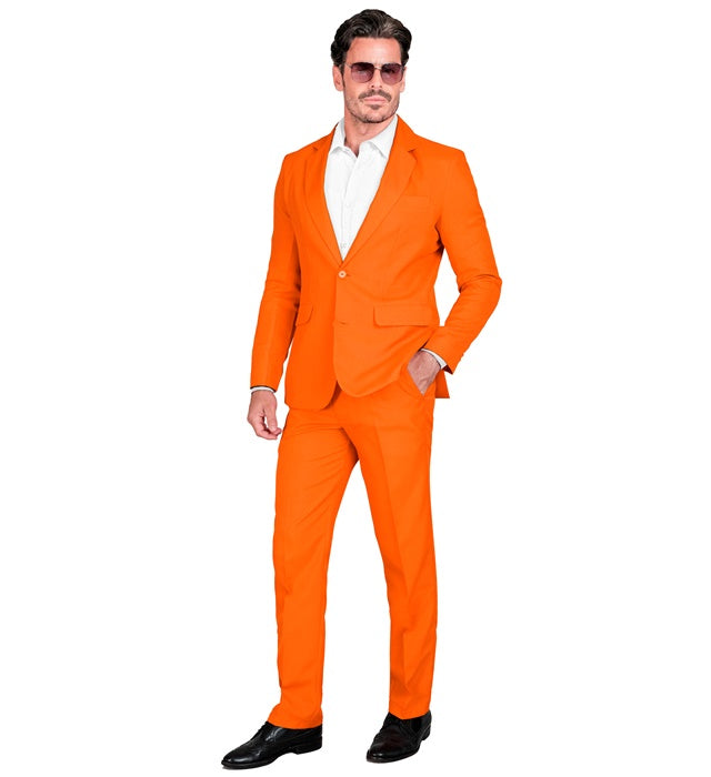 Orangener Party Fashion Anzug bestehend aus Jackett und Hose für Fasnacht