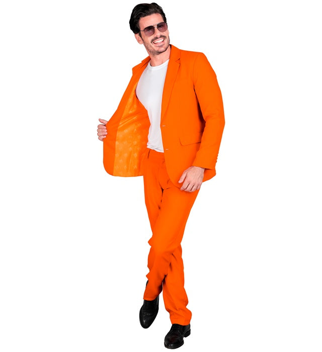 Orangener Party Fashion Anzug bestehend aus Jackett und Hose für Fasnacht