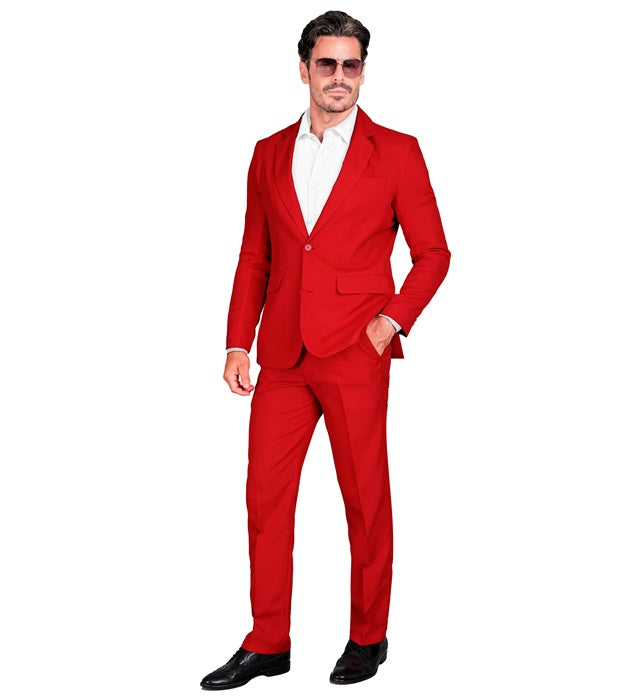 Roter Party Fashion Anzug bestehend aus Jackett und Hose, ideal für Fasnacht und Mottopartys