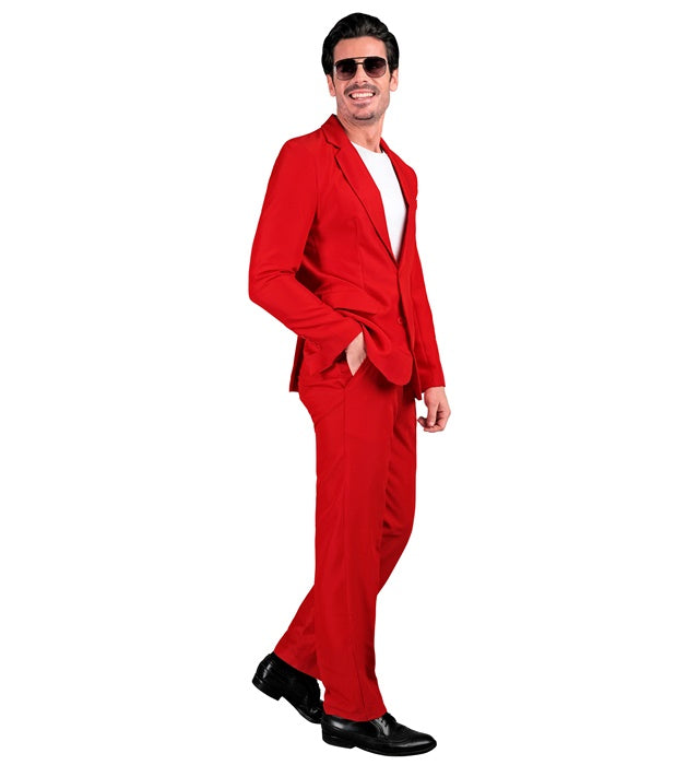 Roter Party Fashion Anzug bestehend aus Jackett und Hose, ideal für Fasnacht und Mottopartys