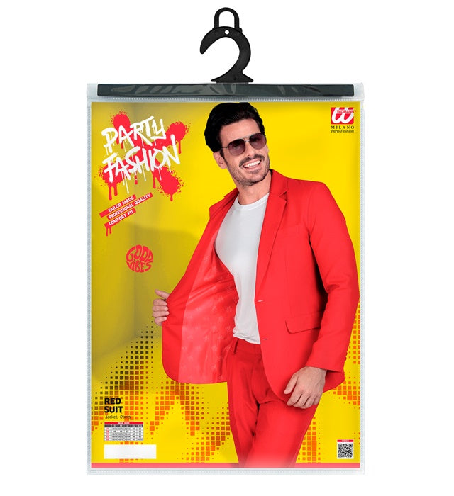 Roter Party Fashion Anzug bestehend aus Jackett und Hose, ideal für Fasnacht und Mottopartys