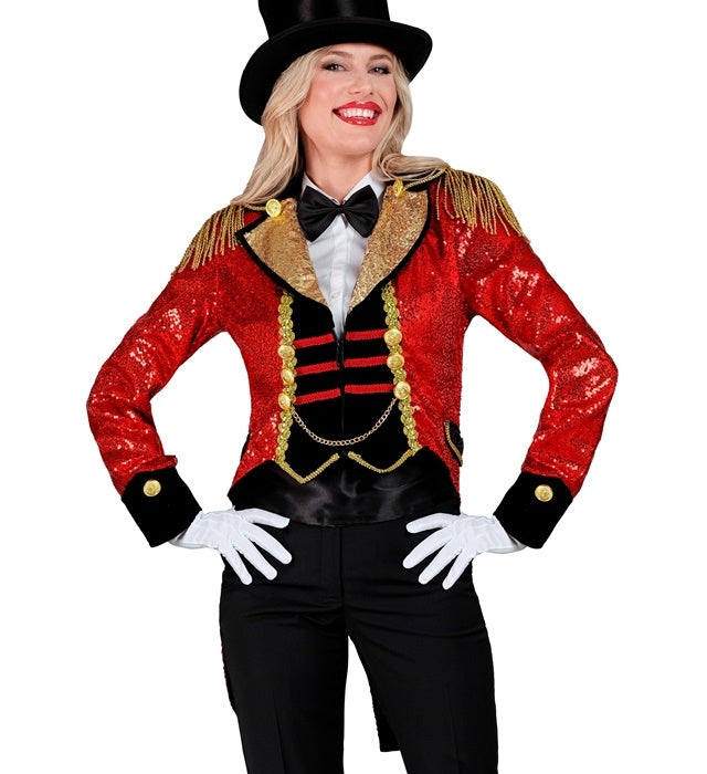 Paillettenfrack Zirkusdirektorin glänzend und elegant für Fasnacht und Karneval