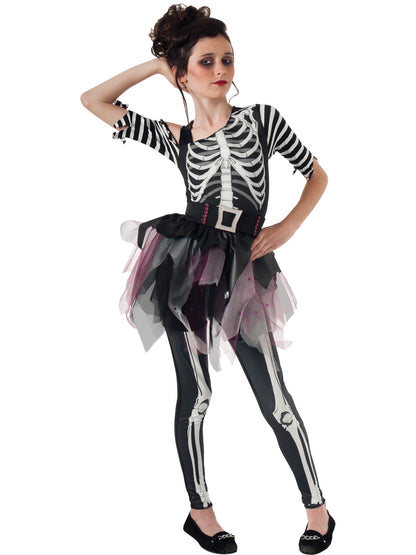 Skelee Ballerina-Kinderkostüm für Mädchen von Rubies mit Bodysuit und Tutu-Rock – Produktansicht