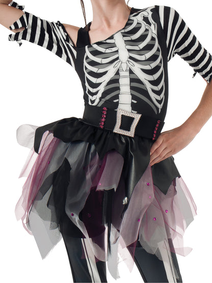 Skelee Ballerina-Kinderkostüm für Mädchen von Rubies mit Bodysuit und Tutu-Rock – Detailansicht