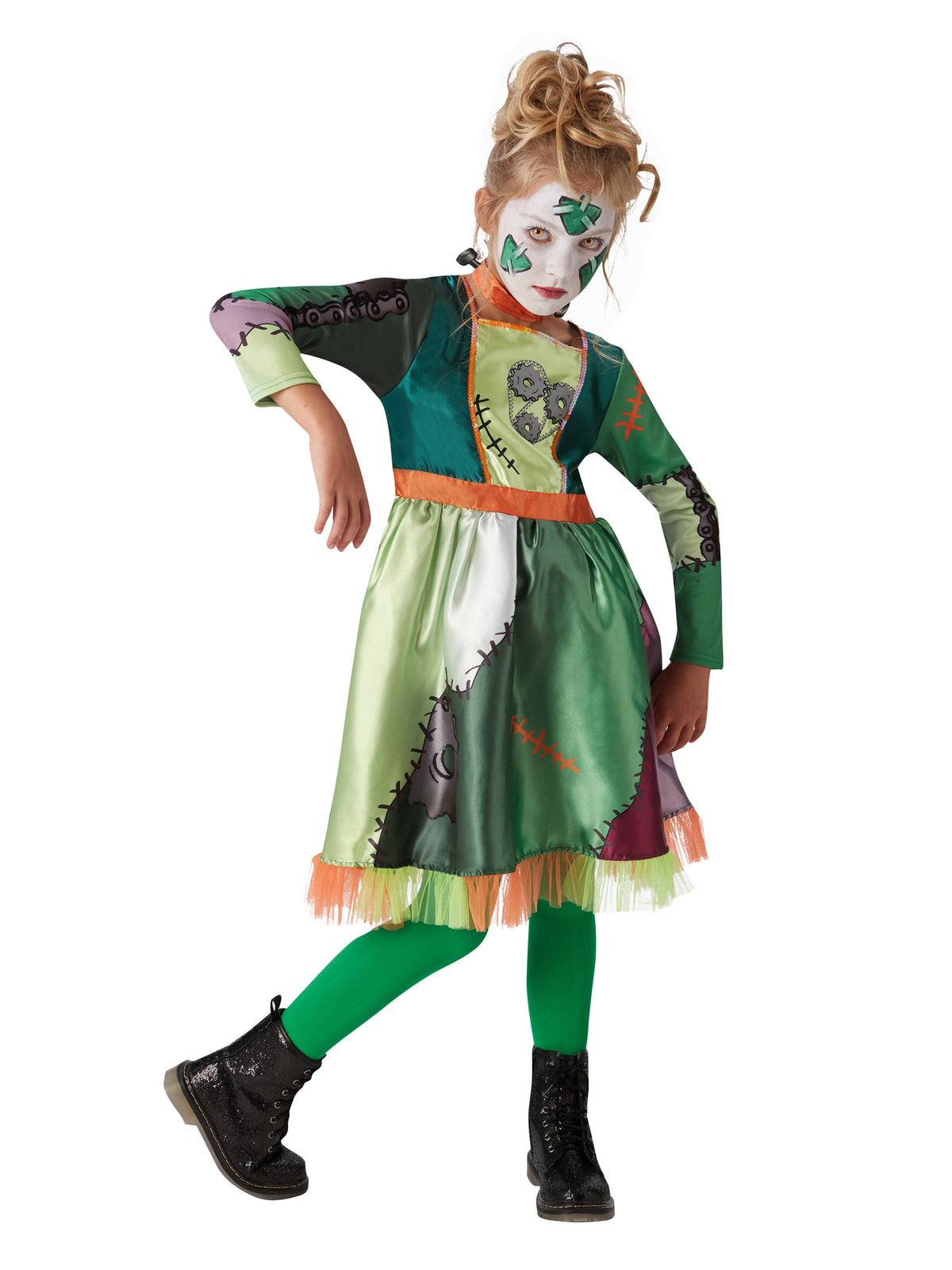 Rubies Frankenstein Kinderkostüm für Mädchen mit Kleid und Choker – Produktansicht