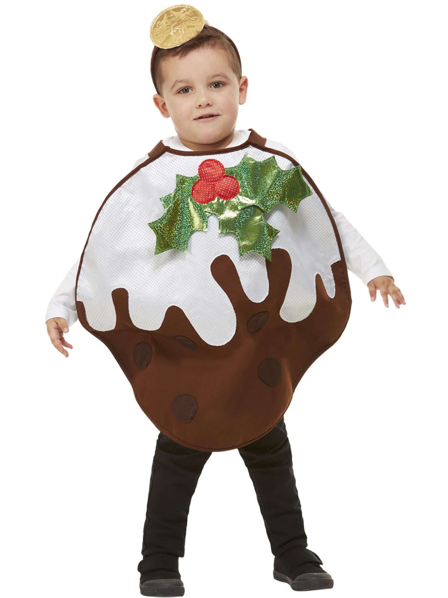 Smiffys XMASCHAR Glitter Christmas-Pudding-Kostüm für Kleinkinder mit Tabard und Headband