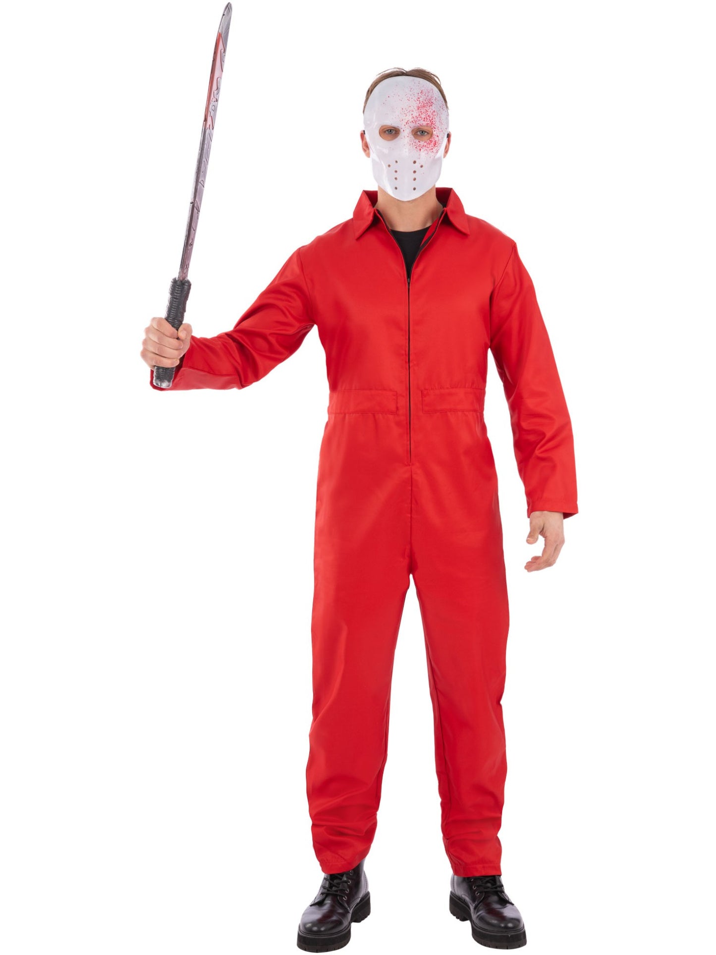 Smiffys Bank Robber Boiler Suit rot, einteiliges Unisex-Kostüm für Erwachsene