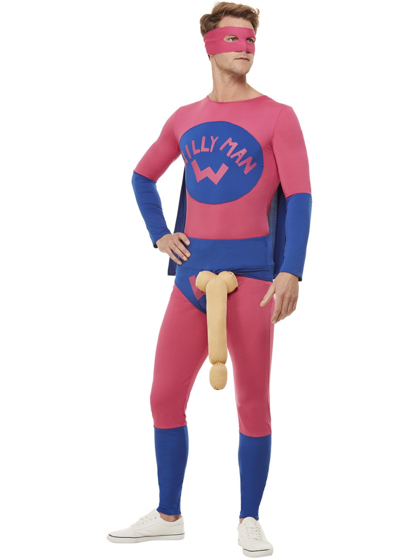 Smiffys Willyman Superhero-Kostüm für Herren in Pink und Blau