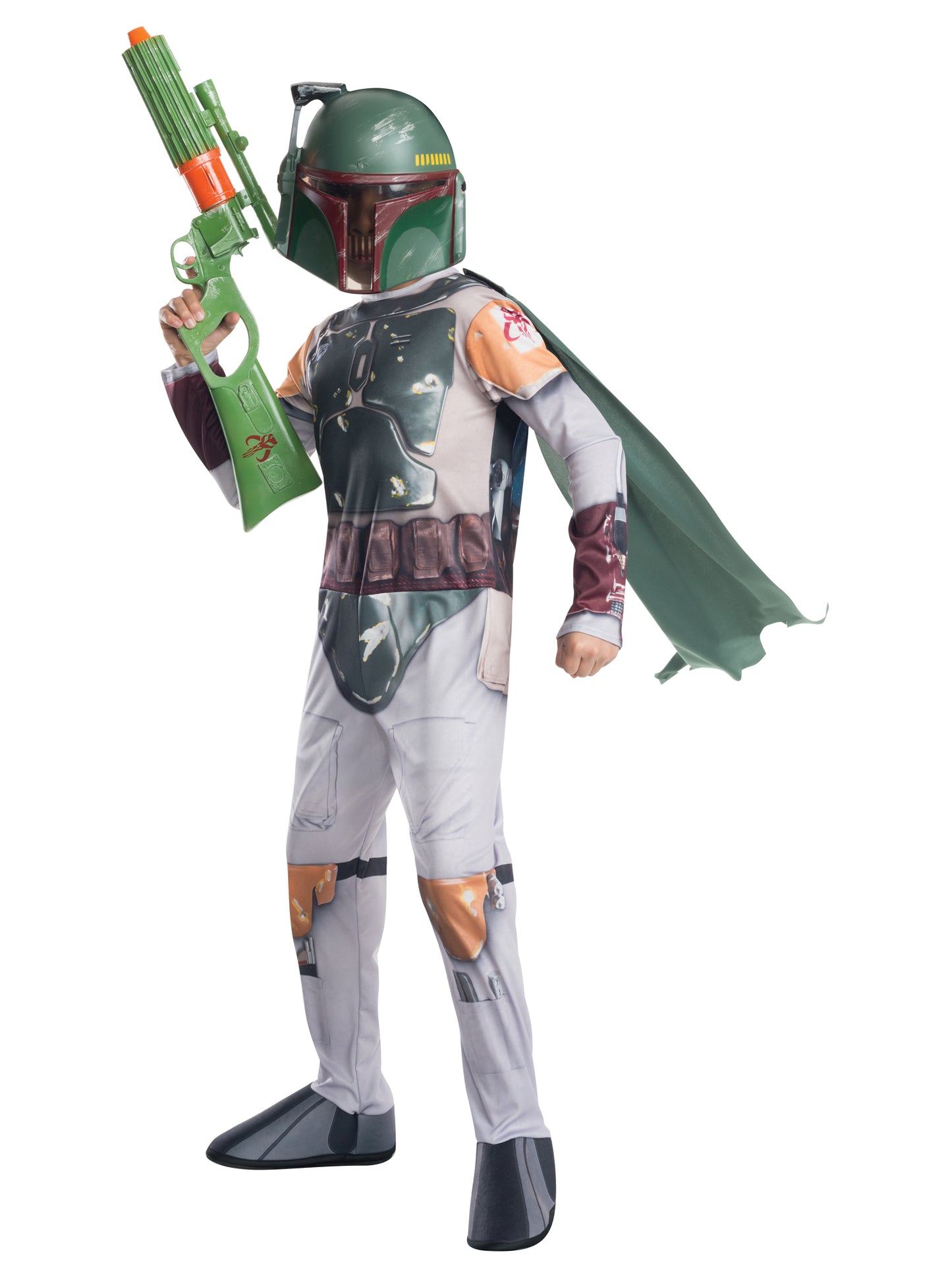 Rubies Boba Fett Kinderkostüm mit Overall Umhang Schuhüberziehern und Maske