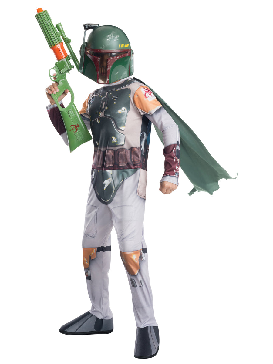 Rubies Boba Fett Kinderkostüm mit Overall Umhang Schuhüberziehern und Maske
