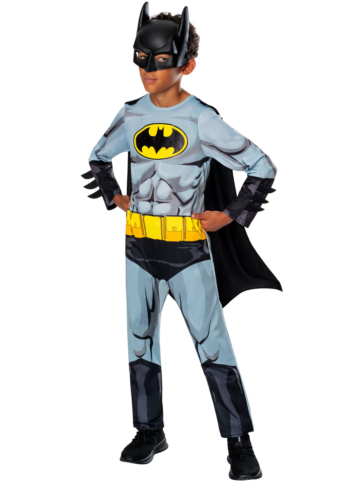 Batman Kinderkostüm für Jungen von Rubies mit Overall, Umhang und Maske – Rückansicht
