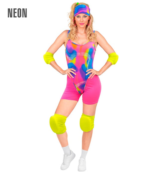 80er Jahre Rollerblader Kostüm mit Body, Shorts, Sonnenkappe und Schützern