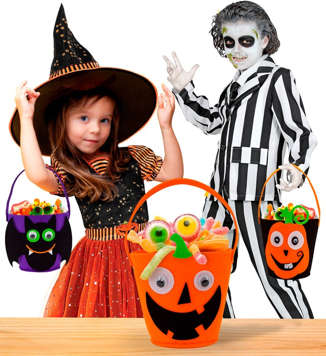 Süßes oder Saures Korb in Kürbisform für Halloween und Fasnacht