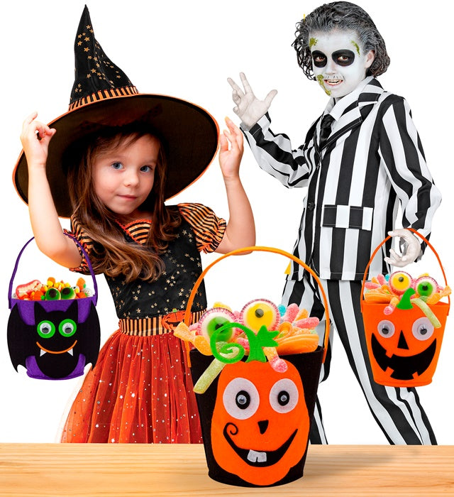 Süßes oder Saures Korb in Kürbisform für Halloween und Fasnacht