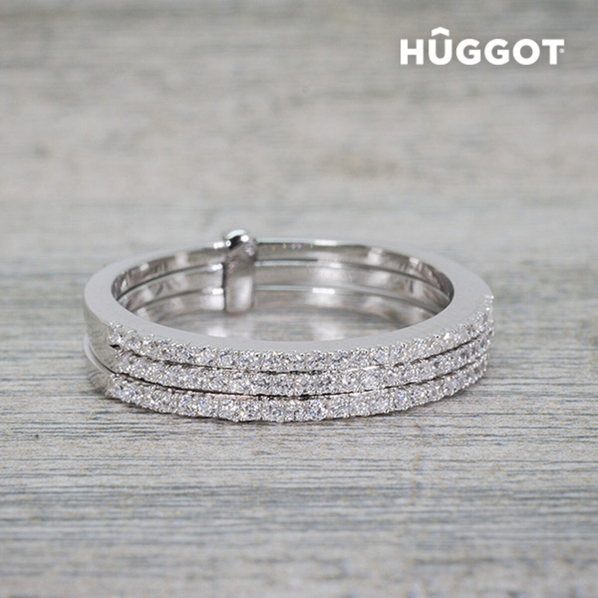 Hûggot Ring Three aus 925 Sterlingsilber mit Zirkoniasteinen – Verpackung