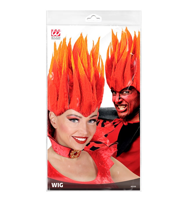 Rote Diablo-Perücke für Fasnacht und Halloween mit leicht zerzauster Optik