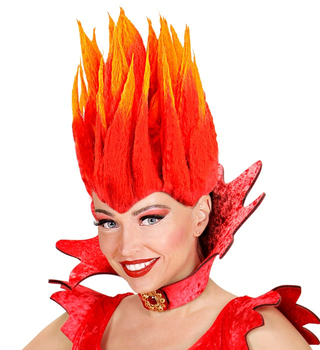 Rote Diablo-Perücke für Fasnacht und Halloween mit leicht zerzauster Optik