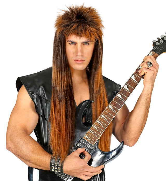 Rocker-Perücke mit wildem, zerzaustem Haar für Fasnacht und Karneval