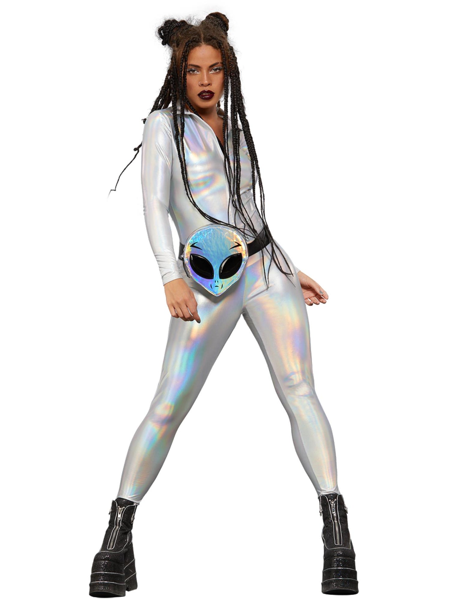 Smiffys Fever Miss Whiplash Mirror Holographic Costume CS für Damen