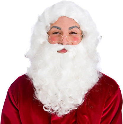 Wicked Costumes Kostümzubehör Deluxe Weisses Santa Set – Perücke Bart & Brille