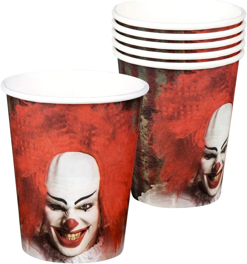Boland Horrorclown Pappbecher 6 Stück Halloween Deko Trinkbecher 7 cm