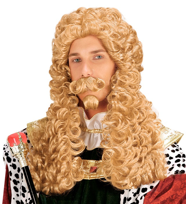 Le Roi Perücke mit Schnurr- und Spitzbart für historische Kostüme