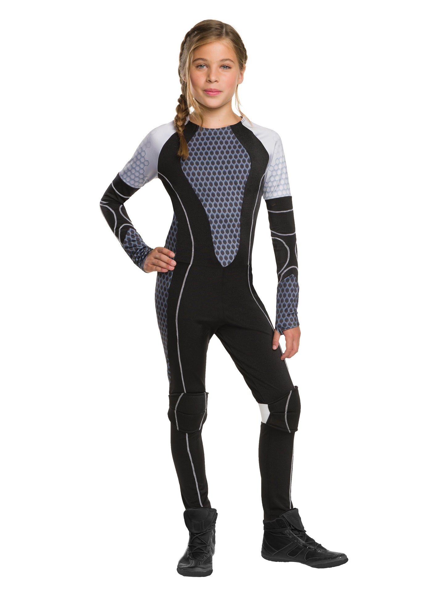 Rubies Katniss Everdeen The Games Kinderkostüm für Mädchen mit Overall und Kniepolstern