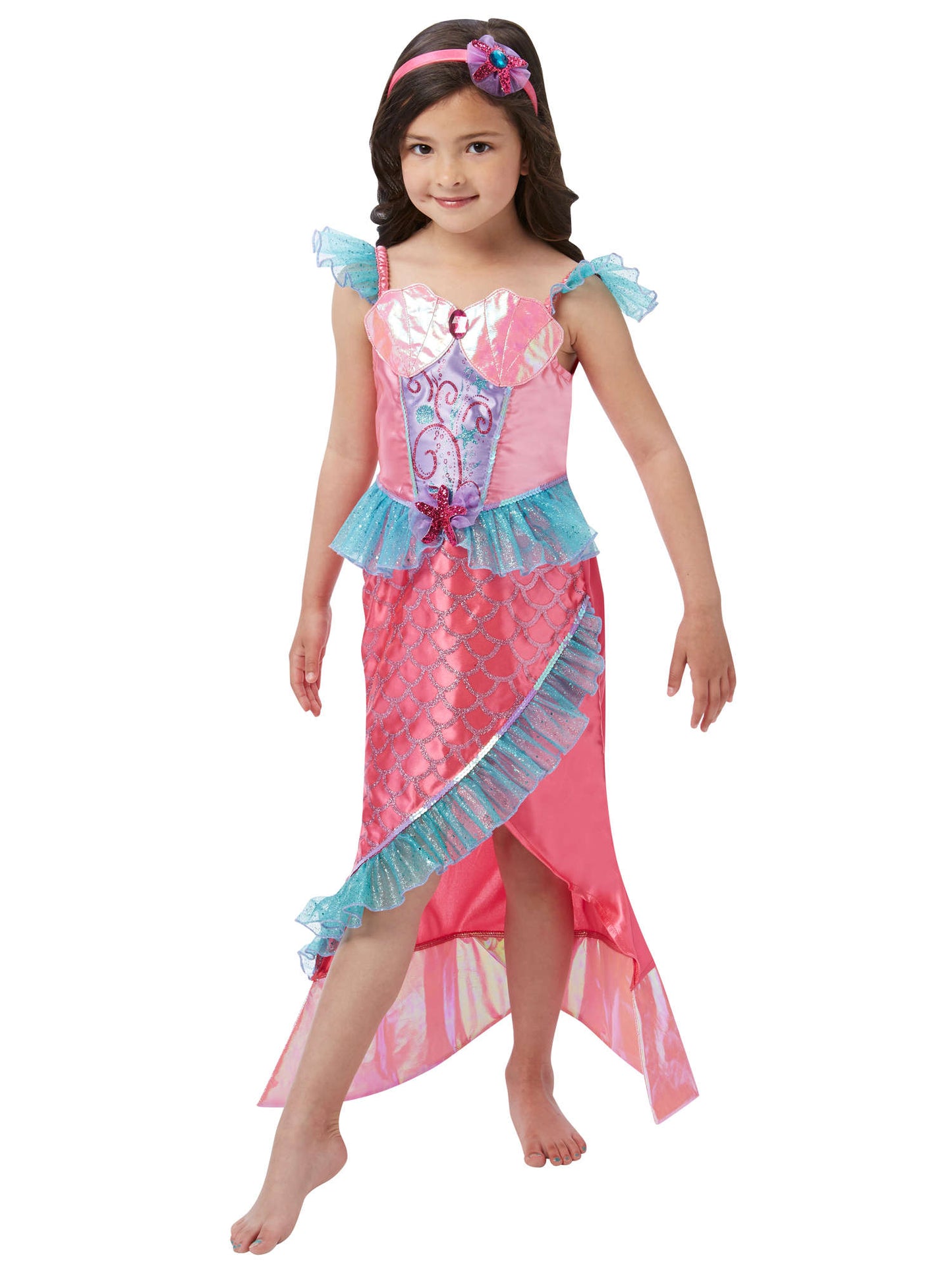 Rubies Mermaid Princess Deluxe Kinderkostüm für Mädchen mit Kleid und Headpiece – Produktansicht