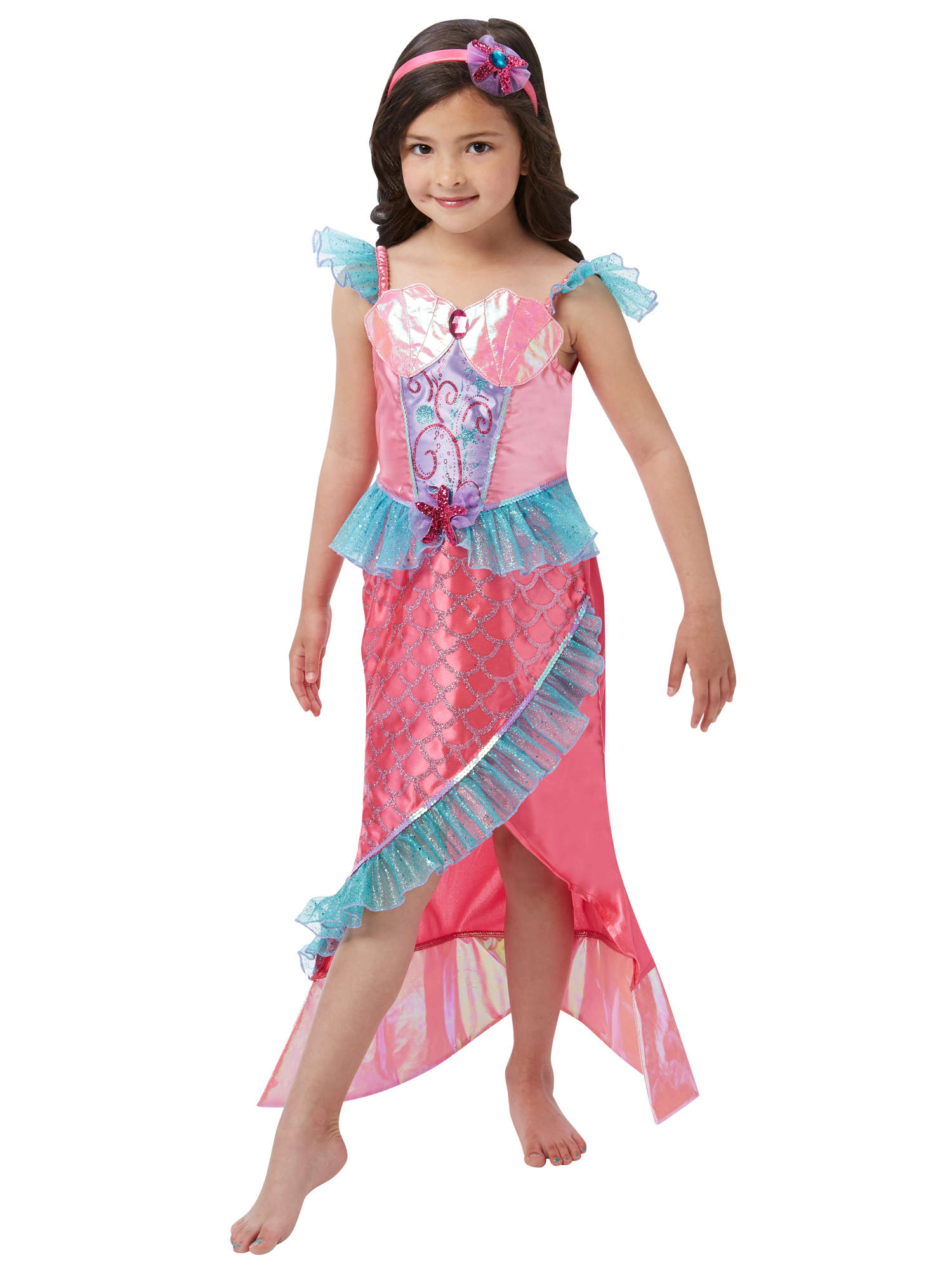 Rubies Mermaid Princess Deluxe Kinderkostüm für Mädchen mit Kleid und Headpiece – Produktansicht